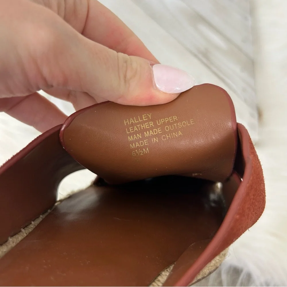 Aerosoles Halley Leather Mule Espadrille Slide Sandals Size 6.5